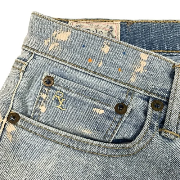 Polo Ralph Lauren Jeans Size 29 Tompkins Skinny Crop Blue Wash Kennedy Painted - Picture 3 of 16